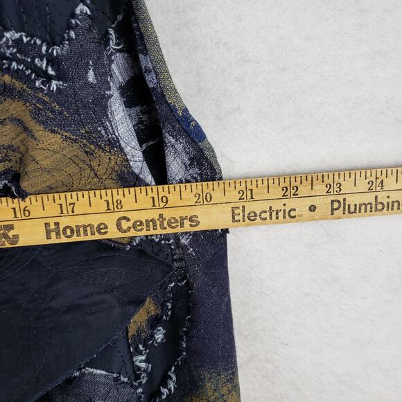 Women's One Size Open Front Lagenlook Vest Blue Celestial Moon Print Art To Wear - Picture 4 of 10